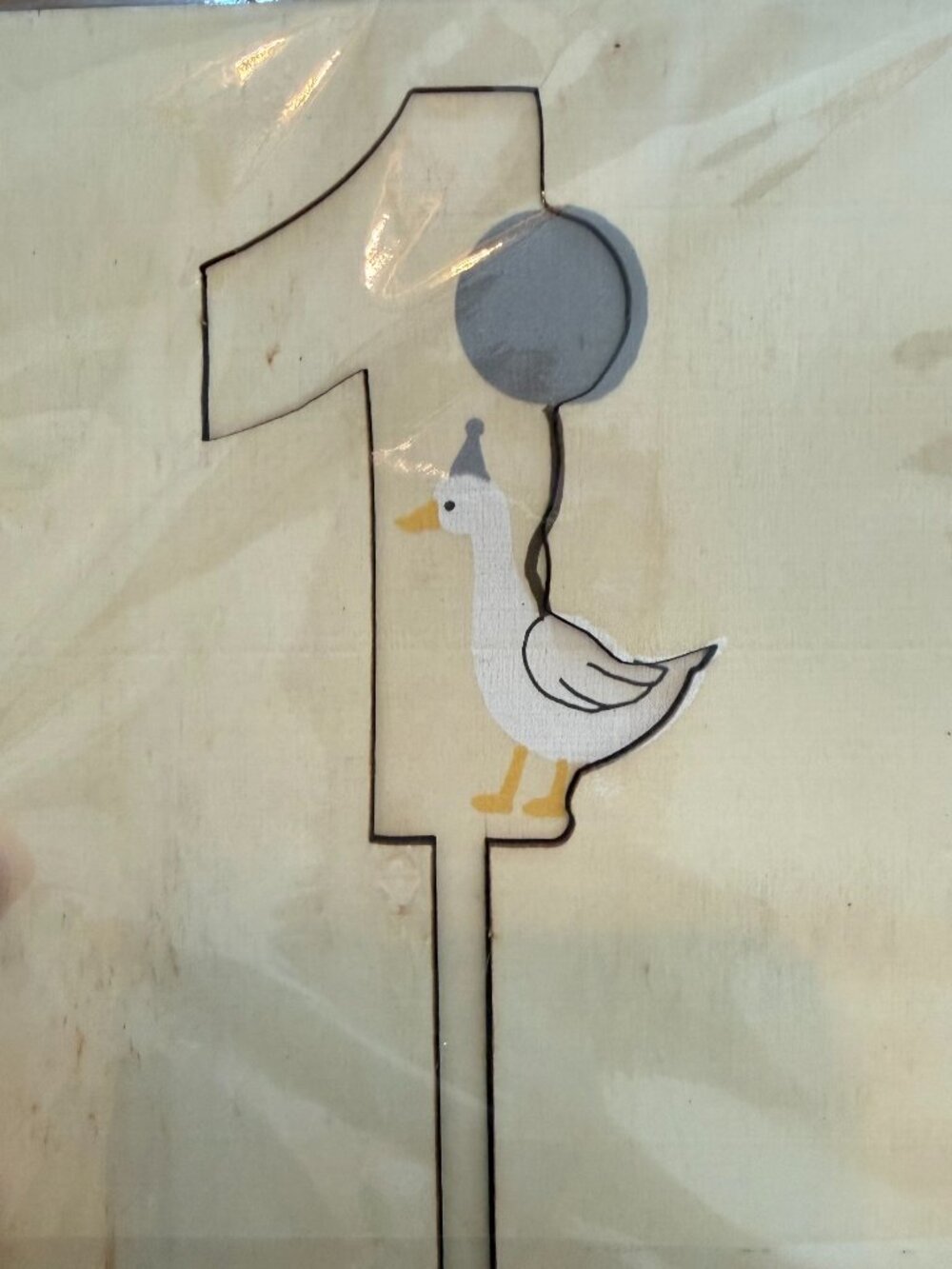 Wooden "One Silly Goose" Cake Topper